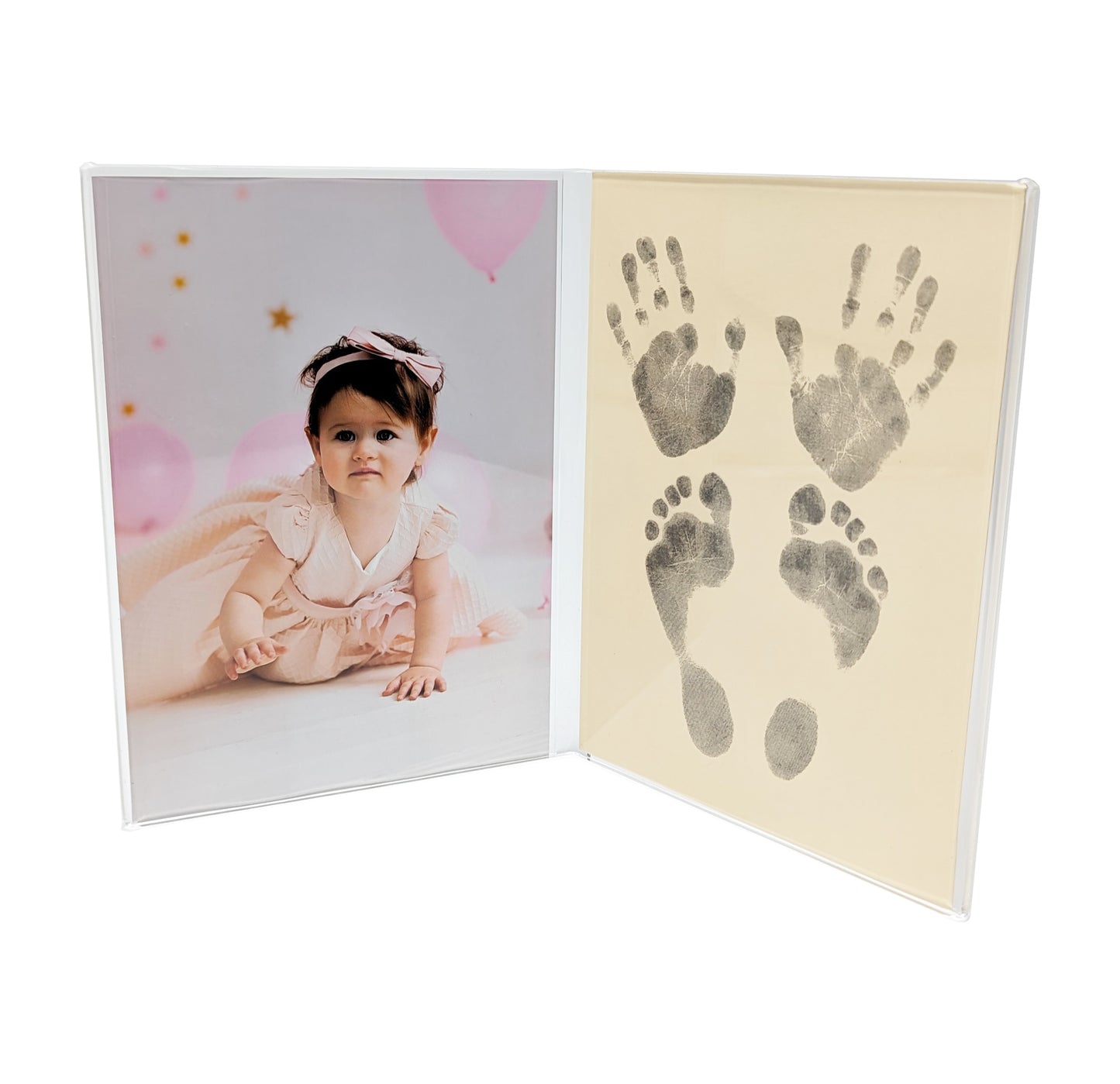 Marco de cristal acrílico doble con set de impresión de la huella mágica