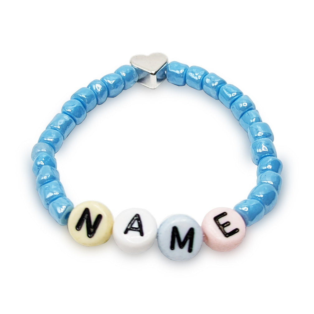Name ribbon with letter beads