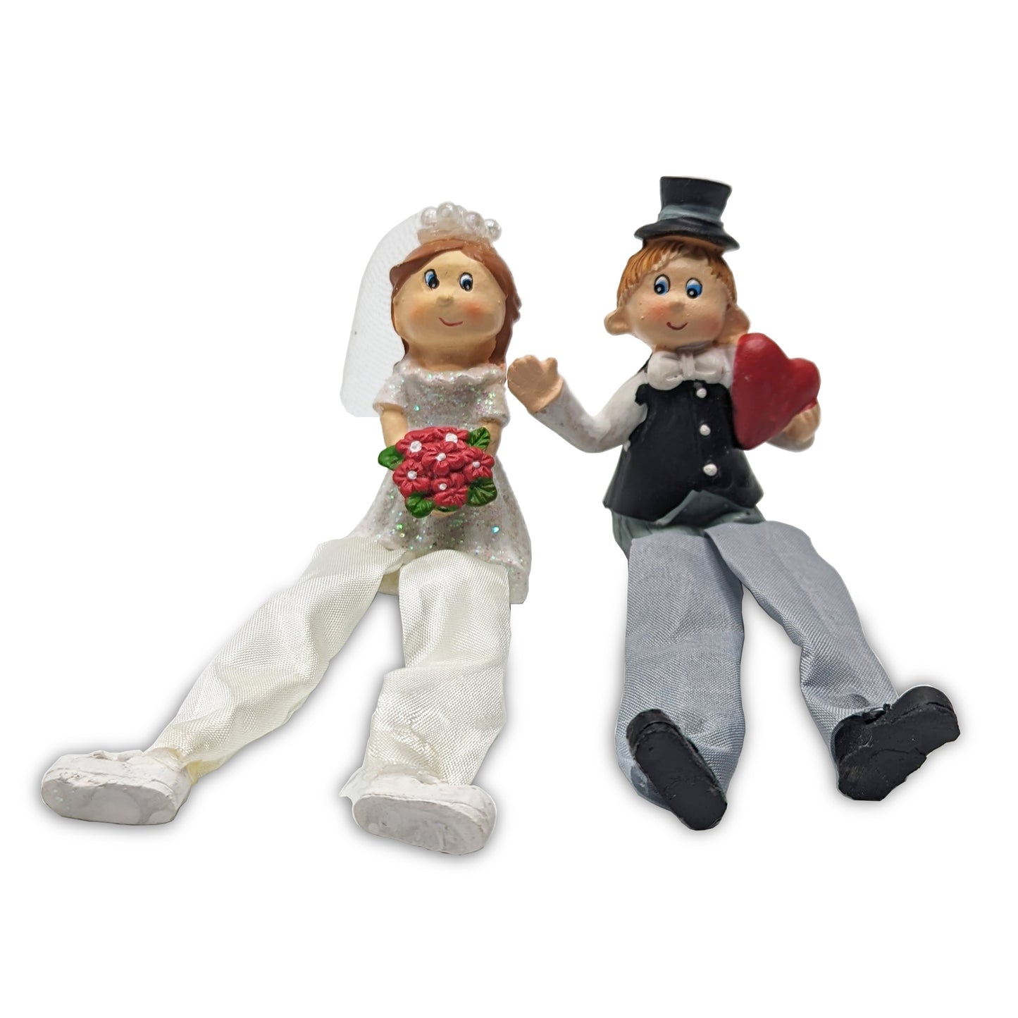 Individuelles und originelles Geldgeschenk zur Hochzeit mit Brautpaar auf einer Minibank und einem Herzen