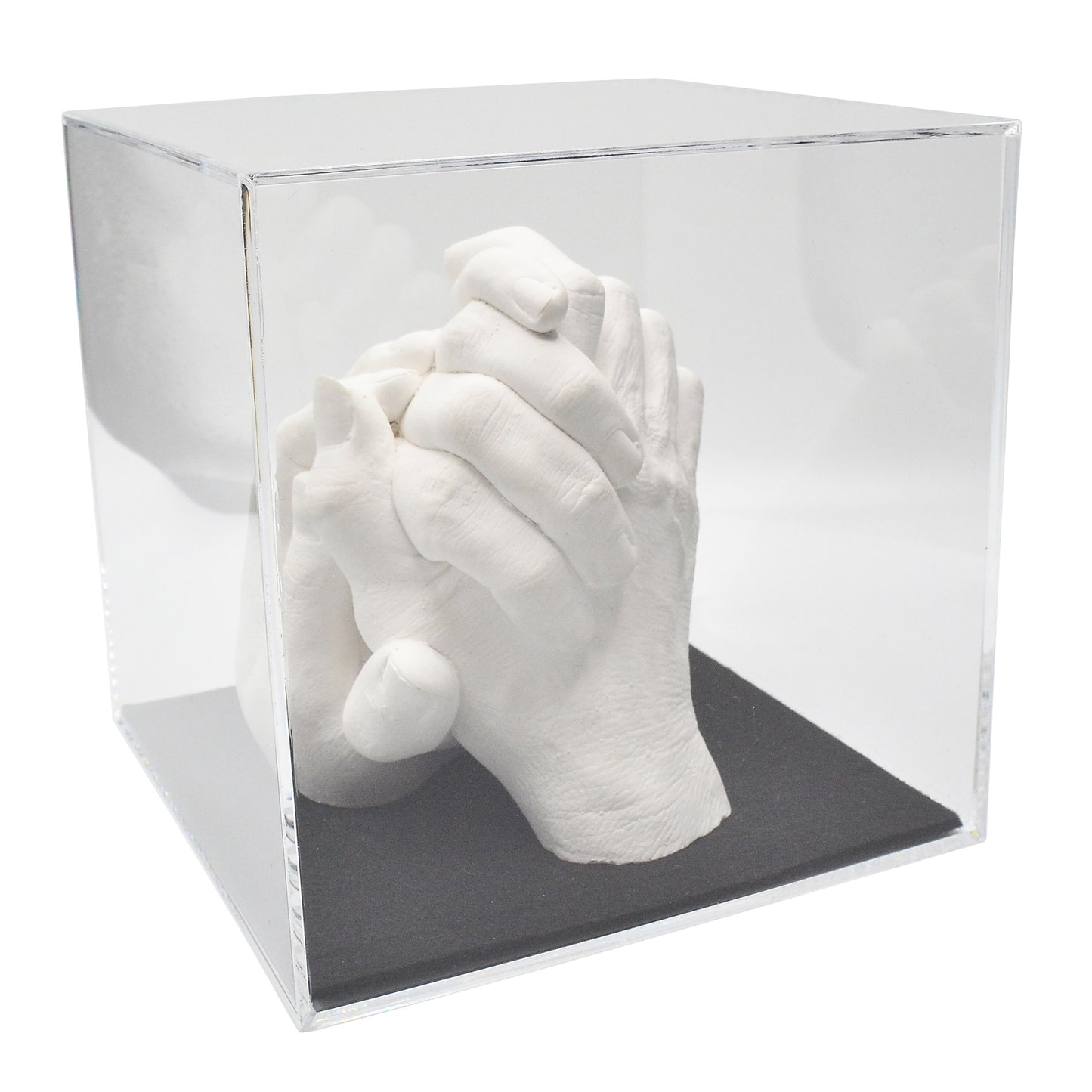 Set di oggetti d'impatto "Mani di famiglia" TRIO con cubo di vetro acrilico