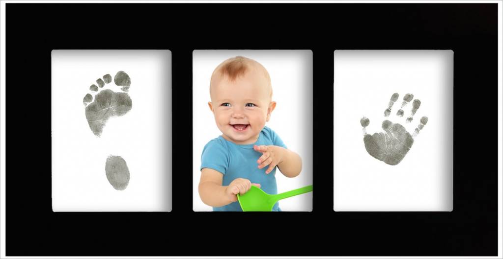 Marco de galería para bebés con set de huellas mágicas para la huella del  pie y de la mano en negro