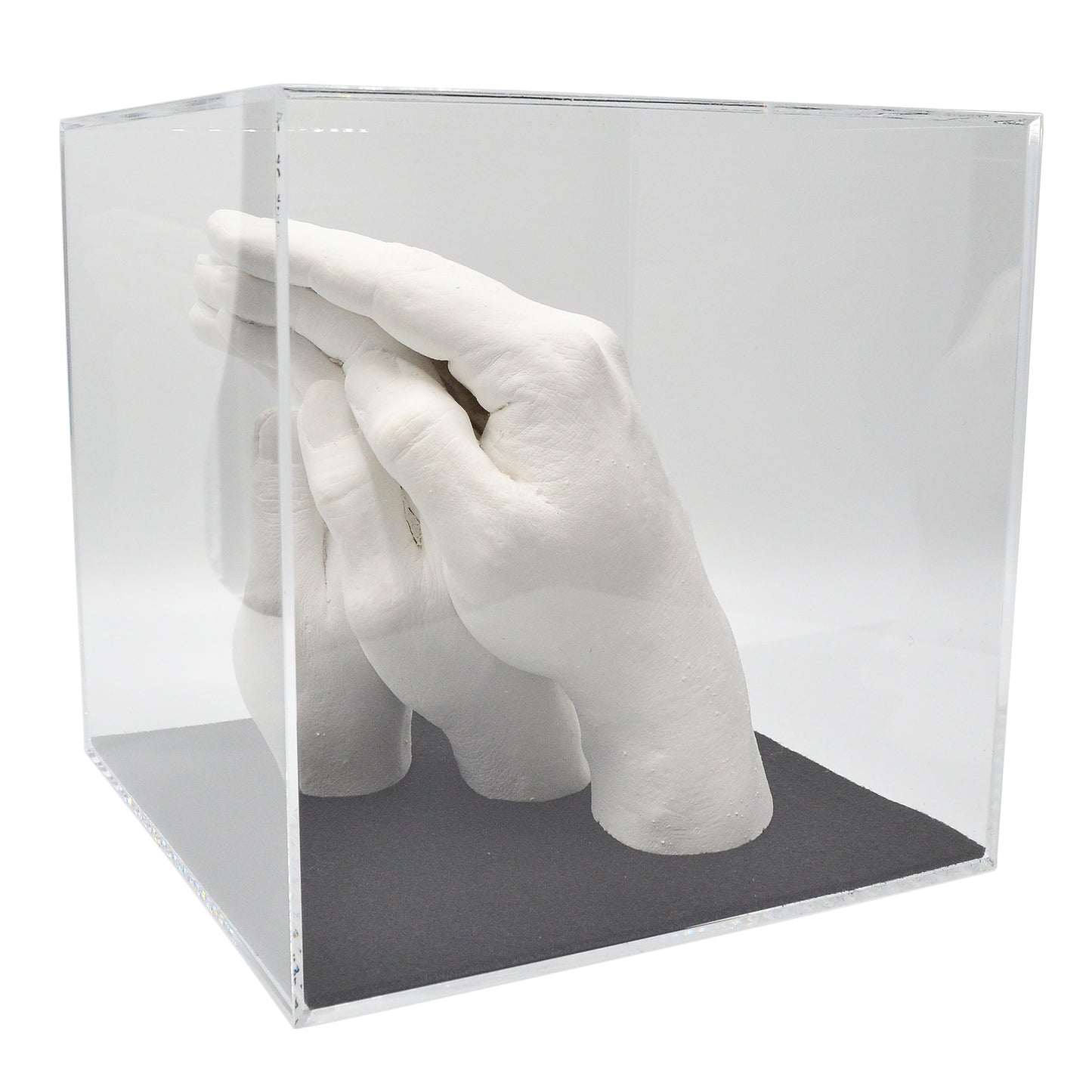 Abformsets "Family Hands" TRIO+ mit Acrylglaswürfel (17,5 x 17,5 x 17,5 cm)
