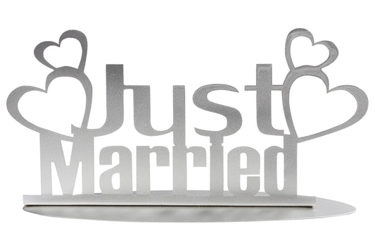 Just married Ständer aus Metall 20x10cm in weiss oder silber