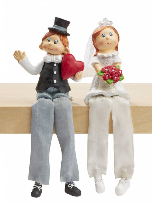 Sgabello Wedding Pair, 6 x 3 x 13, singolo con gambe flessibili su/senza mini panca 8 x 3,5 x 6 cm