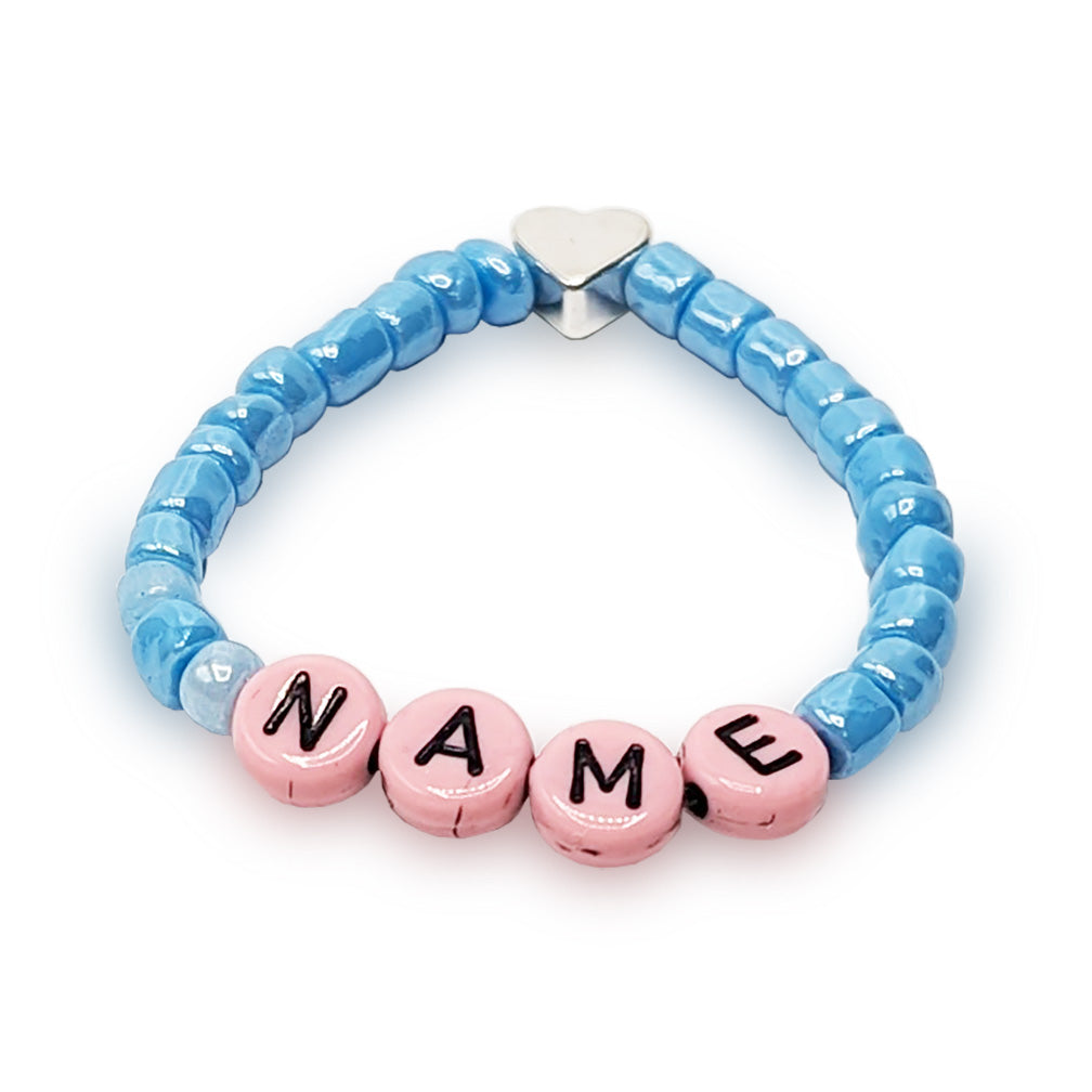 Name ribbon with letter beads