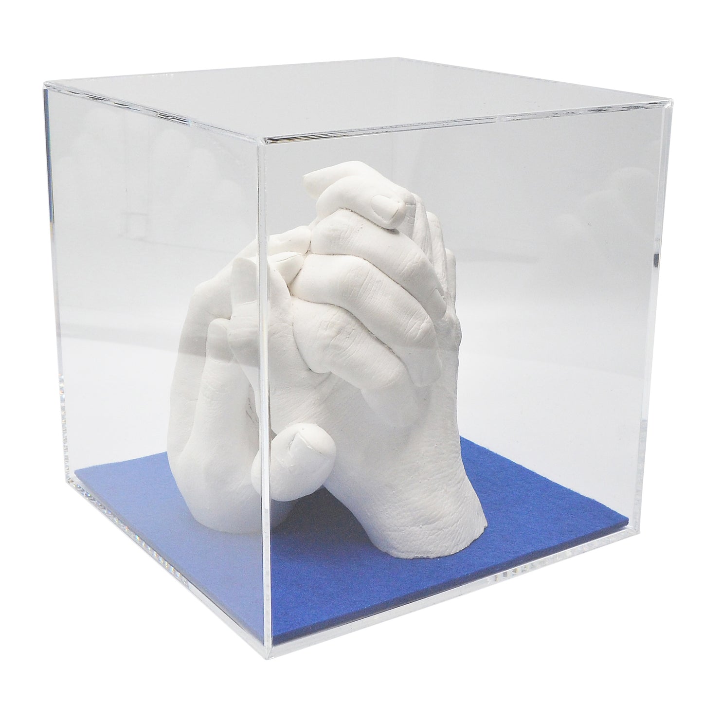 Set di oggetti d'impatto "Mani di famiglia" TRIO con cubo di vetro acrilico