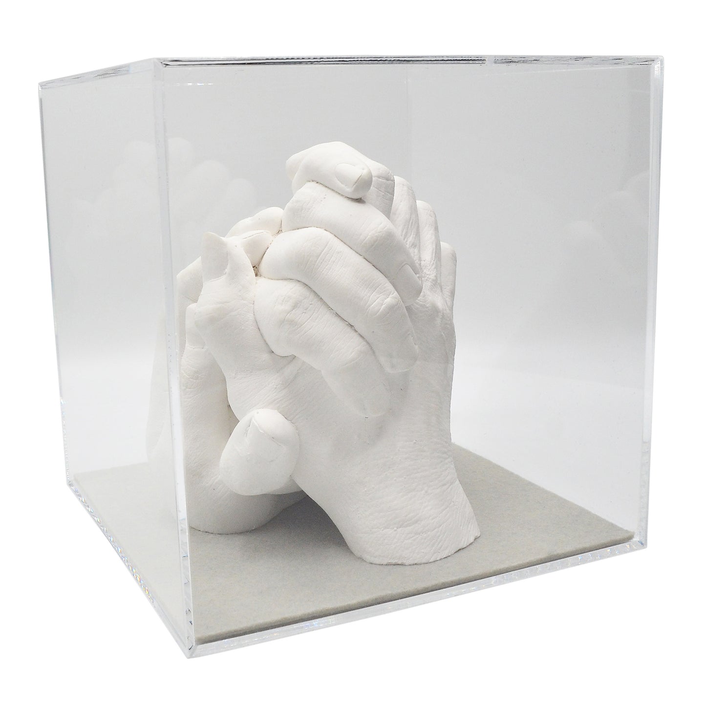 Abformsets "Family Hands" TRIO mit Acrylglaswürfel (20 x 20 x 20 cm)