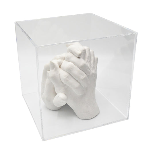 Set di oggetti d'impatto "Mani di famiglia" TRIO con cubo di vetro acrilico