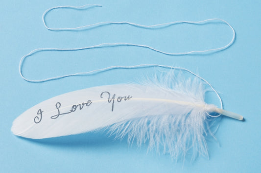 Federn "I love you" rot oder grau, ca. 17cm*