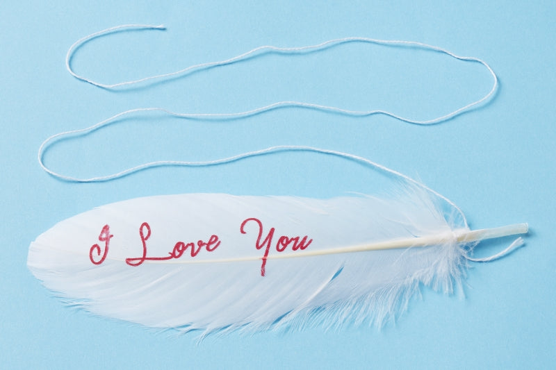 Federn "I love you" rot oder grau, ca. 17cm*