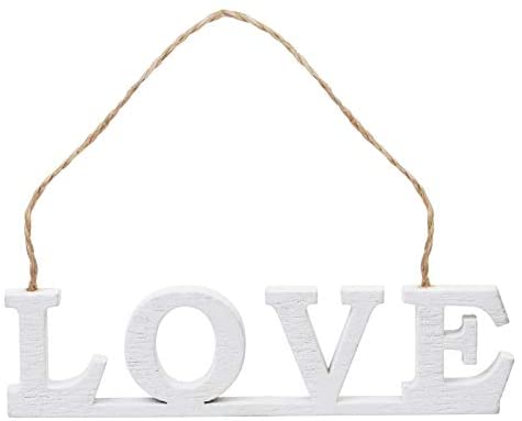 Hobbyfun Holz-Schild Love, ca. 9,5 cm, Weiss,