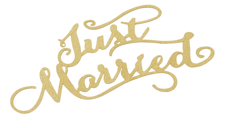 Papirdekoration "Just Married" - guld eller sølv- 14,5 x 9 cm - 3 stk.