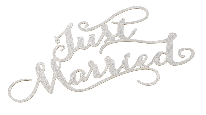 Papier-Deko "Just Married" - gold oder silber- 14,5 x 9 cm - 3 Stück