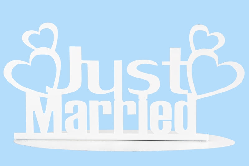 Just married Ständer aus Metall 20x10cm in weiss oder silber