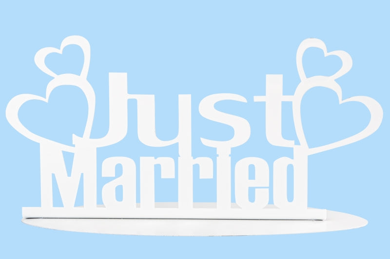 Just married Stand in metallo 20x10cm in bianco o argento