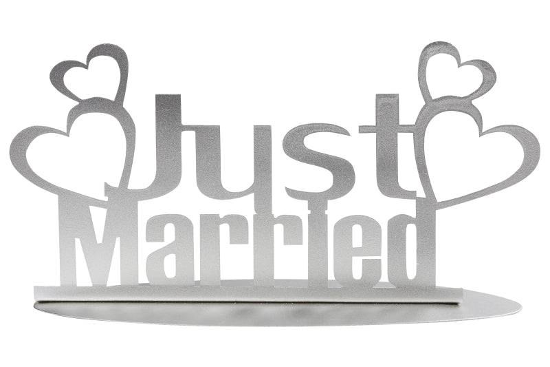 Just married Ständer aus Metall 20x10cm in weiss oder silber