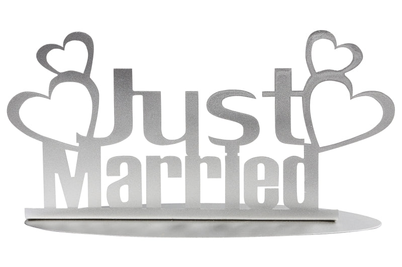 Just married Stand in metallo 20x10cm in bianco o argento