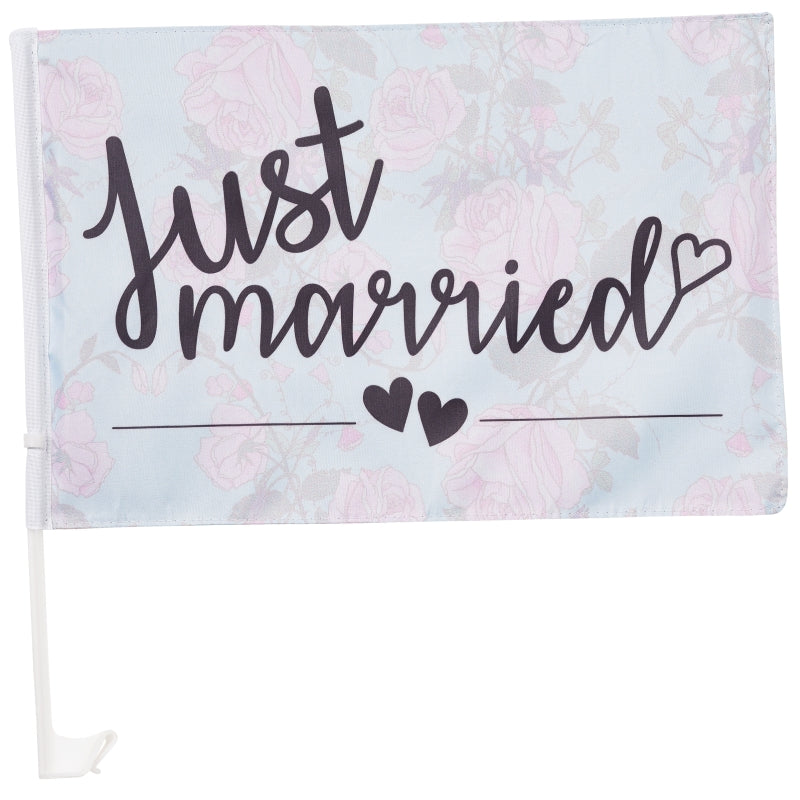 Bandera de boda Recién casados 30 x 45 cm Con clip para bandera de boda de coche